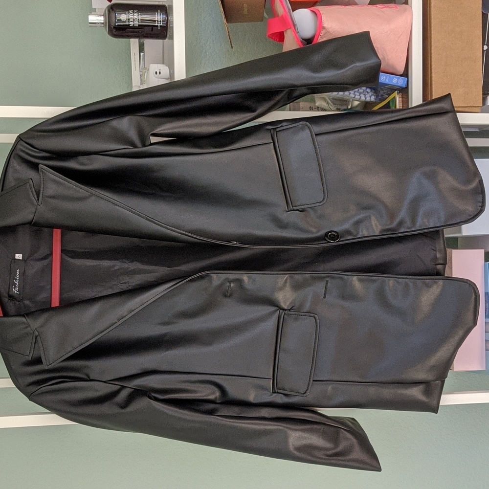 Vegan faux leather blazer